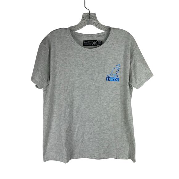 Kangol Women's T-Shirt Size XL Gray Blue Metallic Logo Kangaroo Short Sleeve - Picture 1 of 5